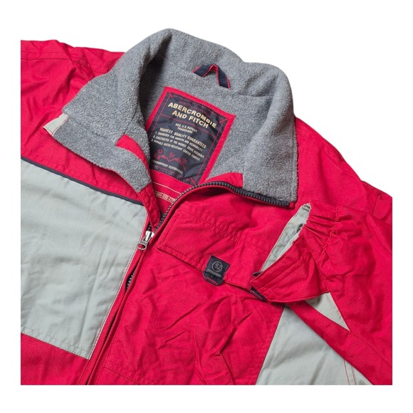 VTG Abercrombie & Fitch Men's‎ M Red Gray Y2K Weatherproof Fleece Lined Jacket